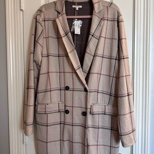 Maurices Beige Plaid Double-Breasted Blazer